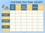 Bedtime Routine Chart Checklist Printable Blue Editab - vrogue.co