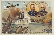 Commodore George Dewey and Admiral Patricio Montojo, Battle of … stock ...