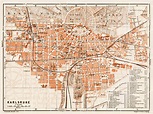 Old map of Karlsruhe in 1909. Buy vintage map replica poster print or ...