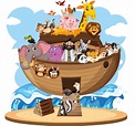 Arca de Noé con animales aislados sobre fondo blanco. 3188774 Vector en ...