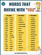 70 Useful Words That Rhyme with You with Examples - English Study Online