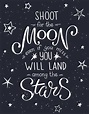 Shoot For The Moon-Inspirational Quote - Positopia.com | Moon and star ...