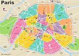 Paris travel map with tourist attractions and arrondissements ...