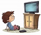 child, television, television, watching, seated, young, child, small ...