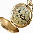 ESS - High Class Automatic Mechanical Classic Pocket Watch Mens Golden ...