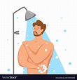 Man taking shower in bathroom Royalty Free Vector Image