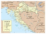 Large detailed political map of Croatia with roads, cities and airports ...