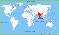 La India mapa global de la India en el mapa mundial (Sur de Asia - Asia)