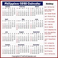 Calendar 2020 Philippines | Philippines 2020 Yearly Printable Calendar
