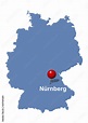 Nürnberg auf der Deutschlandkarte Stock-Vektorgrafik | Adobe Stock