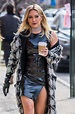 Lovely Ladies in Leather: Hilary Duff in a patent leather mini-dress