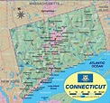 Map of Connecticut (State / Section in United States, USA) | Welt-Atlas.de