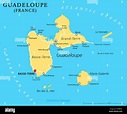 Guadalupe Mapa Político con capital Basse-Terre, región de ultramar de ...