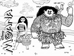 Moana And Maui 3 Coloring Page | Moana coloring pages, Cartoon coloring ...