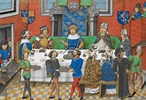 João de Gante, Duque de Lencastre celebrando um jantar com D. João I - século XIV (Chronique d ...