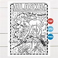 Alaska Coloring Page, United States, State Map, Wildlife, State Symbols ...