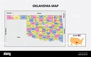 Mappa di Oklahoma. Mappa dello stato e del distretto di Oklahoma. Mappa ...