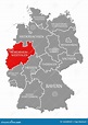 North Rhine Westphalia Red Highlighted in Map of Germany Stock ...