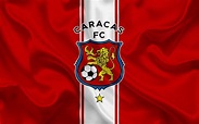 Caracas FC Venezuelan football club, logo, silk texture, red flag ...