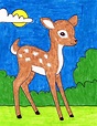 Easy How to Draw a Deer Tutorial and Deer Coloring Page