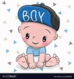 Cute cartoon baby boy in a cap Royalty Free Vector Image | Boy cartoon ...