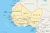 Ilustración de Región De África Occidental Mapa Político y más Vectores ...
