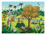 Cartoon Garden Of Eden Illustration