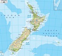 New Zealand Map And Border Physical Map Oceania Map With Reliefs And ...