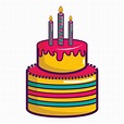 colorido, pastel de cumpleaños, icono, caricatura, estilo 15070928 ...