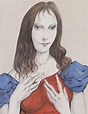 Léonard Tsuguharu Foujita (1886-1968) , Jeune femme en robe rouge et ...