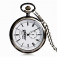 Retro Open Face Minute Hand Locomotive Dial Hand wind Mechanical Pocket ...