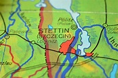 Der Stadtname STETTIN Szczecin, Polen, Auf Der Karte Stockfoto - Bild ...