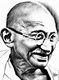 Ink drawing of Mahatma Gandhi Abstract Pencil Drawings, Pencil Portrait ...
