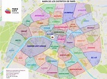 Mapa y plano descargable de los distritos de París - PARISCityVISION