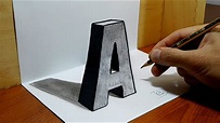 3D Trick Art on Paper, Letter "A" with Graphite Pencil - YouTube