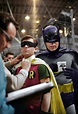 Adam West and Burt Ward behind the scenes of Batman series, 1967 ...