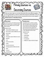 Primary And Secondary Sources Worksheet With Answers