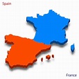 Mapa 3d de las relaciones entre españa y francia | Vector Premium