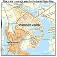 Aerial Photography Map of Wareham Center, MA Massachusetts