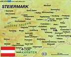 Map of Styria (State / Section in Austria) | Welt-Atlas.de