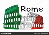 Coliseo Con Bandera Italia Palabra Roma: fotografía de stock ...
