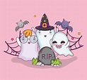 Cute ghosts halloween cartoons 636176 Vector Art at Vecteezy