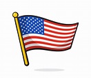 Cartoon illustration of flag of the United States on flagstaff 17505839 ...
