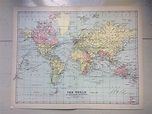 1904 Original Antique World Map - 10 x 12 inches - Mercators Projection ...