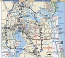 Jacksonville FL road map, Free map highway Jacksonville city ...