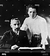 Marie Curie and her husband Pierre. Photograph of the Nobel prize ...