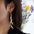 MATERIA Spirale Ohrringe lang hängend 92mm Gold Damen