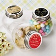 Personalized Glass Candy Jar Holiday Favors - FREE Assembly
