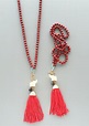 Red Beaded Elephant Tassel Necklace | Inspirational necklace, Tassel ...