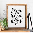 Home Is Where The Heart Is PRINTABLE Wall Art Love Quote | Etsy